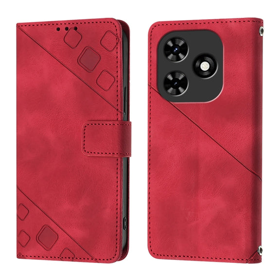 For Tecno Spark Go 2024 / Spark 20C Skin Feel Embossed Leather Phone Case(Red)