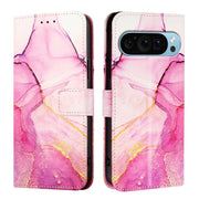 For Google Pixel 9 PT003 Marble Pattern Flip Leather Phone Case(Pink Purple Gold)
