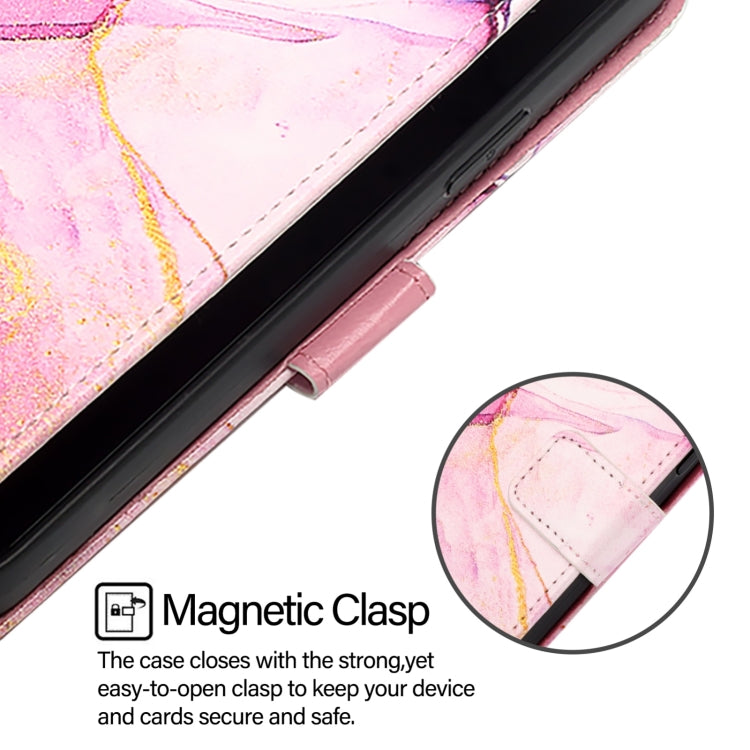 For Google Pixel 9 PT003 Marble Pattern Flip Leather Phone Case(Pink Purple Gold)