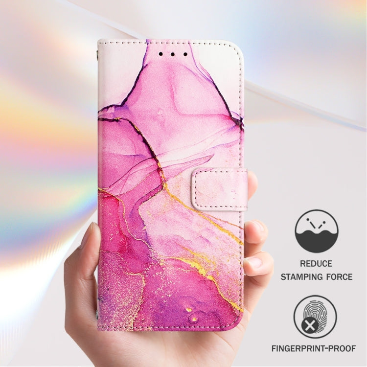 For Google Pixel 9 PT003 Marble Pattern Flip Leather Phone Case(Pink Purple Gold)