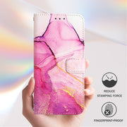 For Google Pixel 9 PT003 Marble Pattern Flip Leather Phone Case(Pink Purple Gold)