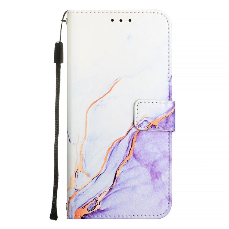 For Google Pixel 9 PT003 Marble Pattern Flip Leather Phone Case(White Purple)