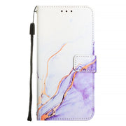 For Google Pixel 9 PT003 Marble Pattern Flip Leather Phone Case(White Purple)