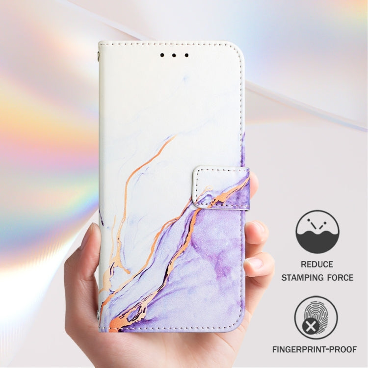 For Google Pixel 9 PT003 Marble Pattern Flip Leather Phone Case(White Purple)
