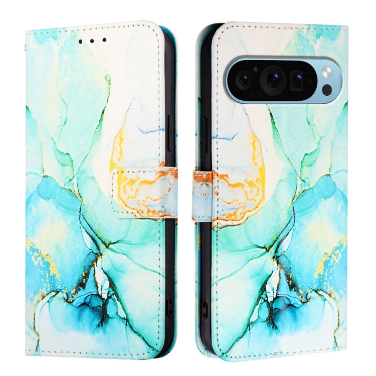For Google Pixel 9 PT003 Marble Pattern Flip Leather Phone Case(Green)