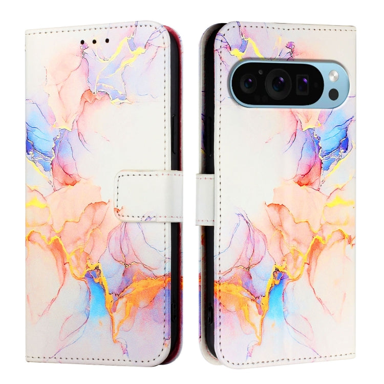 For Google Pixel 9 Pro XL PT003 Marble Pattern Flip Leather Phone Case(Galaxy Marble White)