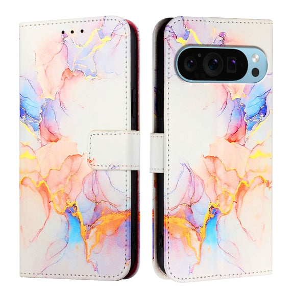 For Google Pixel 9 Pro XL PT003 Marble Pattern Flip Leather Phone Case(Galaxy Marble White)