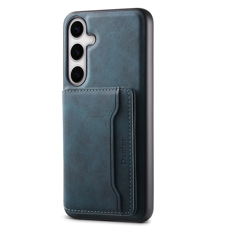 For Samsung Galaxy S24+ 5G Denior D13 Retro Texture Leather MagSafe Card Bag Phone Case(Blue)