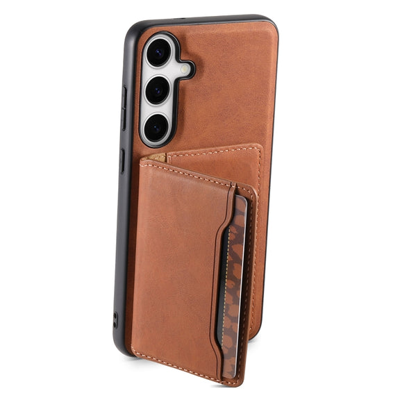 For Samsung Galaxy S24+ 5G Denior D13 Retro Texture Leather MagSafe Card Bag Phone Case(Brown)
