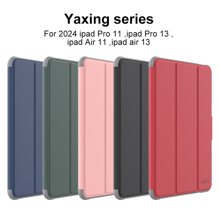 For iPad Air 13 2025 / 2024 Mutural PC Hybrid TPU Leather Smart Tablet Case(Black)