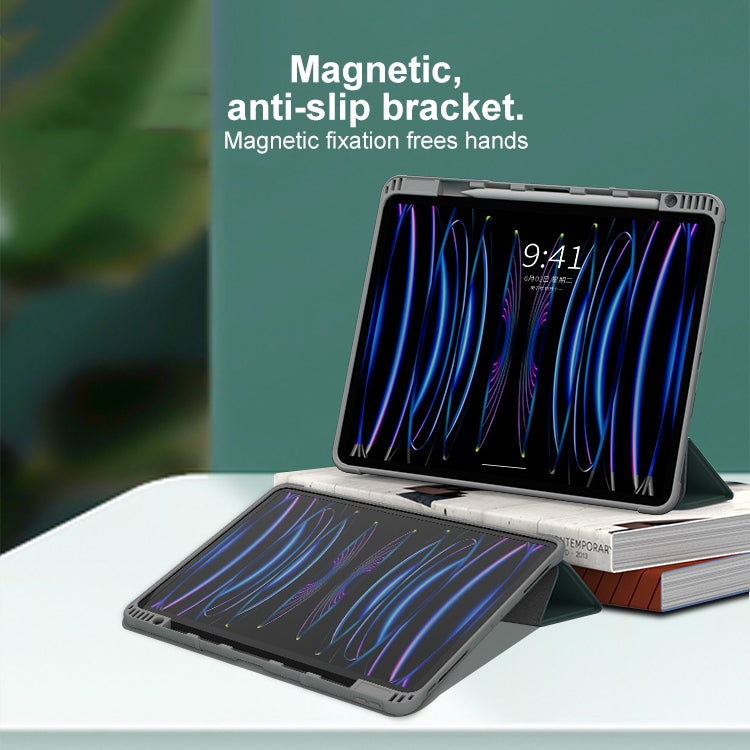 For iPad Air 13 2025 / 2024 Mutural PC Hybrid TPU Leather Smart Tablet Case(Black)