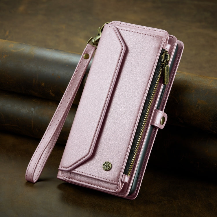 For Google Pixel 7a CaseMe C36 Card Slots Zipper Wallet RFID Anti-theft Leather Phone Case(Pink)