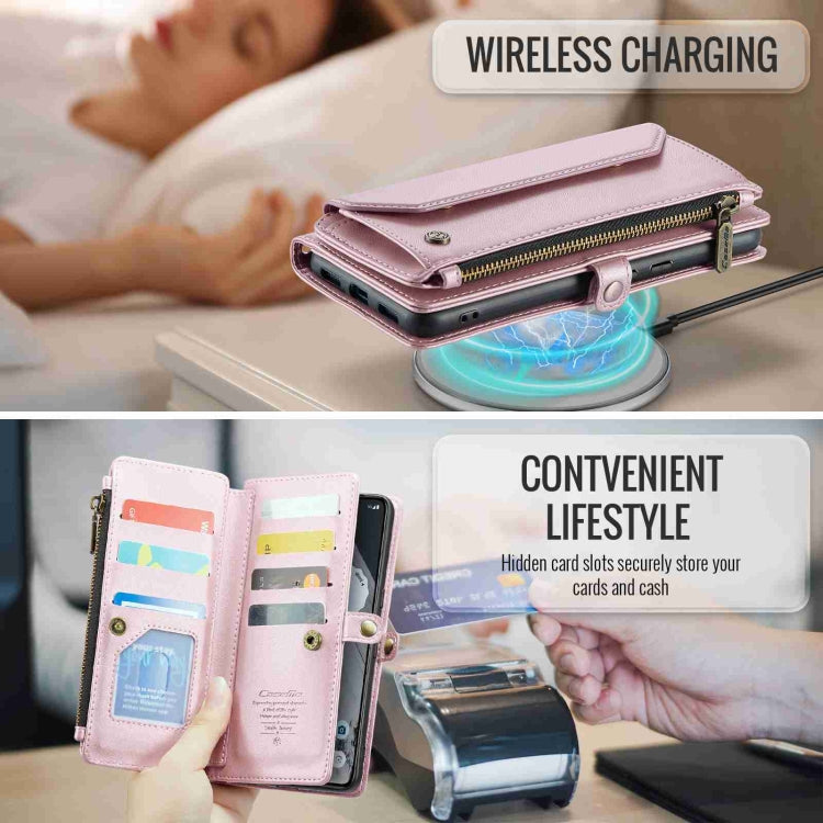 For Google Pixel 8 Pro CaseMe C36 Card Slots Zipper Wallet RFID Anti-theft Leather Phone Case(Pink)