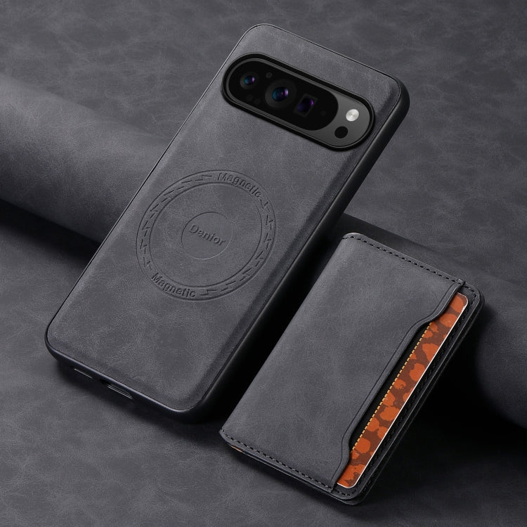 For Google Pixel 9 Pro Denior D13 Retro Texture Leather MagSafe Card Bag Phone Case(Black)