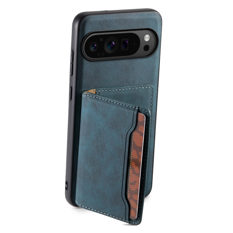 For Google Pixel 9 Pro Denior D13 Retro Texture Leather MagSafe Card Bag Phone Case(Blue)