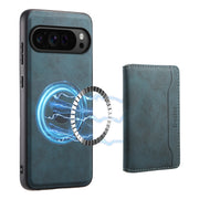 For Google Pixel 9 Pro Denior D13 Retro Texture Leather MagSafe Card Bag Phone Case(Blue)
