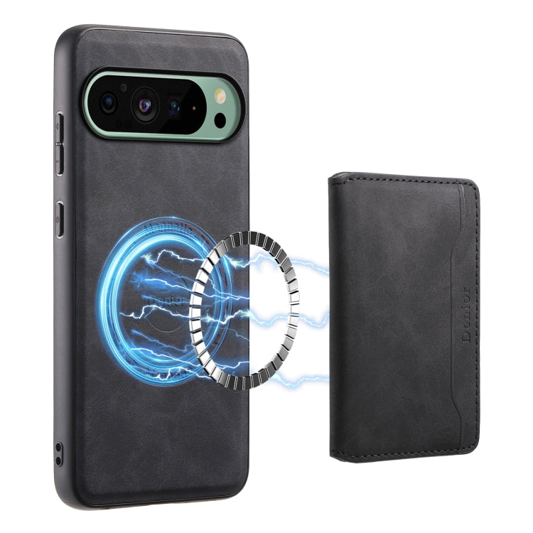 For Google Pixel 9 Denior D13 Retro Texture Leather MagSafe Card Bag Phone Case(Black)