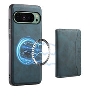 For Google Pixel 9 Denior D13 Retro Texture Leather MagSafe Card Bag Phone Case(Blue)