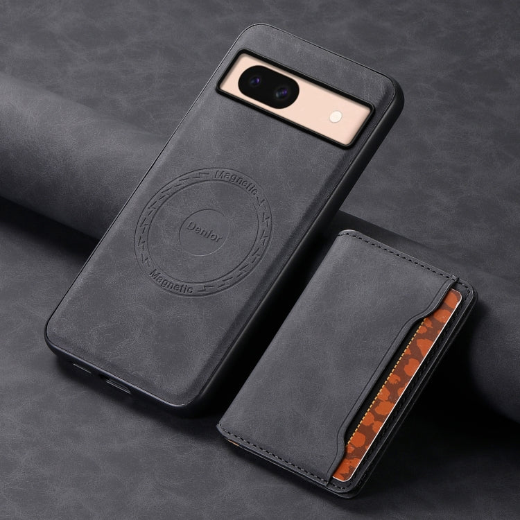 For Google Pixel 8a Denior D13 Retro Texture Leather MagSafe Card Bag Phone Case(Black)