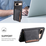 For Google Pixel 8a Denior D13 Retro Texture Leather MagSafe Card Bag Phone Case(Black)