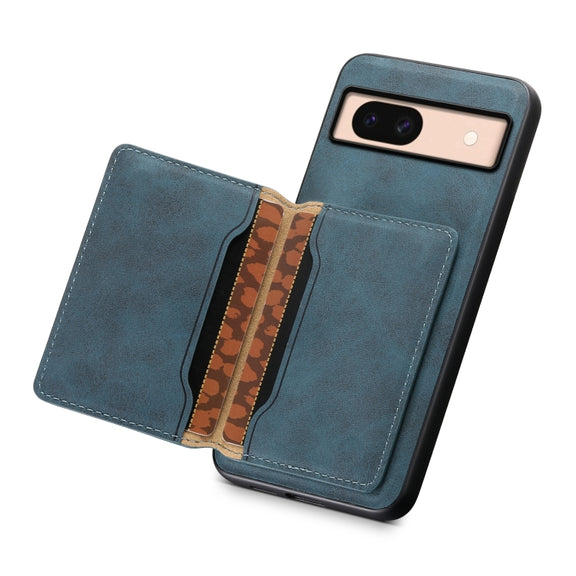 For Google Pixel 8a Denior D13 Retro Texture Leather MagSafe Card Bag Phone Case(Blue)