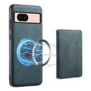 For Google Pixel 8a Denior D13 Retro Texture Leather MagSafe Card Bag Phone Case(Blue)