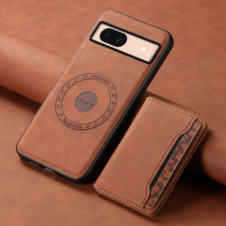 For Google Pixel 8a Denior D13 Retro Texture Leather MagSafe Card Bag Phone Case(Brown)