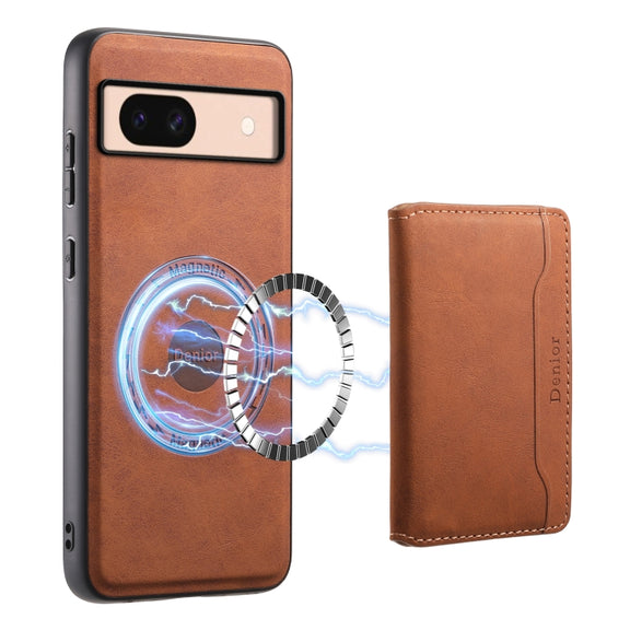 For Google Pixel 8a Denior D13 Retro Texture Leather MagSafe Card Bag Phone Case(Brown)