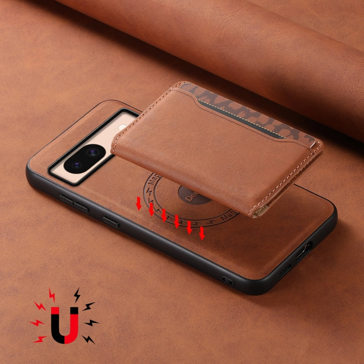 For Google Pixel 8a Denior D13 Retro Texture Leather MagSafe Card Bag Phone Case(Brown)