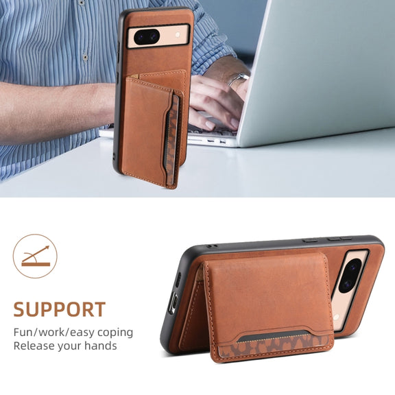 For Google Pixel 8a Denior D13 Retro Texture Leather MagSafe Card Bag Phone Case(Brown)