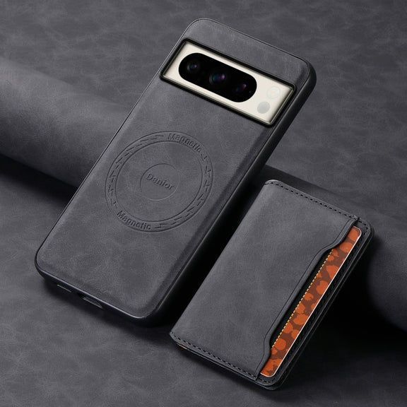 For Google Pixel 8 Pro Denior D13 Retro Texture Leather MagSafe Card Bag Phone Case(Black)