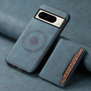 For Google Pixel 8 Pro Denior D13 Retro Texture Leather MagSafe Card Bag Phone Case(Blue)
