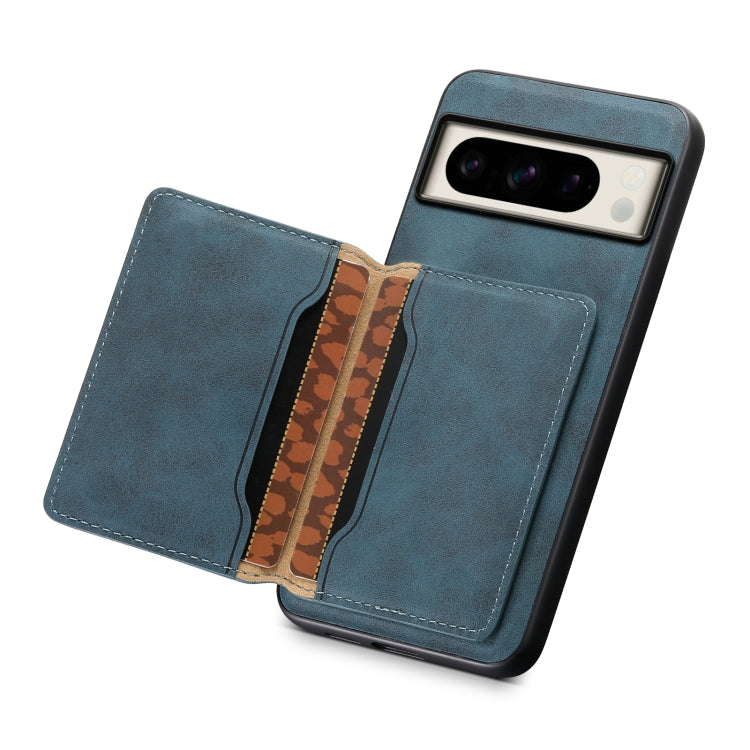 For Google Pixel 8 Pro Denior D13 Retro Texture Leather MagSafe Card Bag Phone Case(Blue)