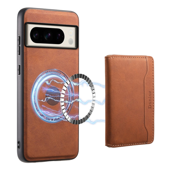 For Google Pixel 8 Pro Denior D13 Retro Texture Leather MagSafe Card Bag Phone Case(Brown)