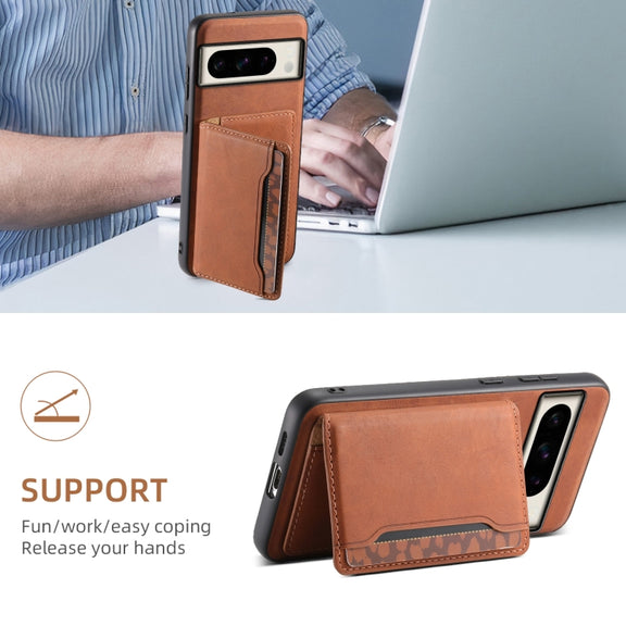 For Google Pixel 8 Pro Denior D13 Retro Texture Leather MagSafe Card Bag Phone Case(Brown)