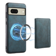 For Google Pixel 8 Denior D13 Retro Texture Leather MagSafe Card Bag Phone Case(Blue)
