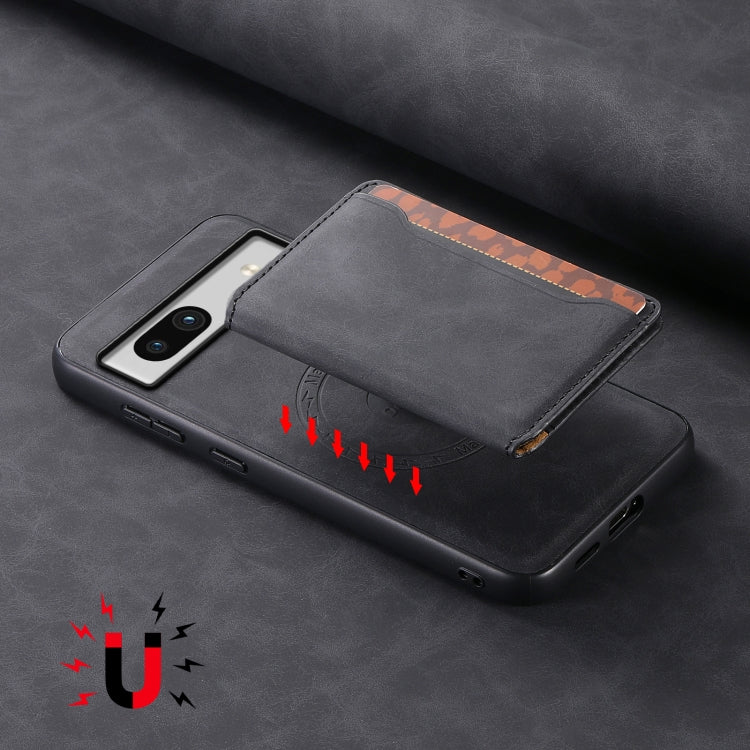 For Google Pixel 7a Denior D13 Retro Texture Leather MagSafe Card Bag Phone Case(Black)