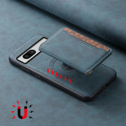 For Google Pixel 7a Denior D13 Retro Texture Leather MagSafe Card Bag Phone Case(Blue)