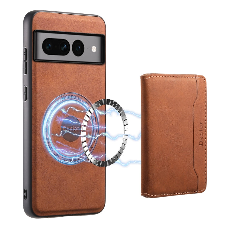 For Google Pixel 7 Pro 5G Denior D13 Retro Texture Leather MagSafe Card Bag Phone Case(Brown)