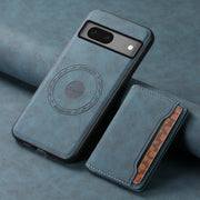 For Google Pixel 7 5G Denior D13 Retro Texture Leather MagSafe Card Bag Phone Case(Blue)