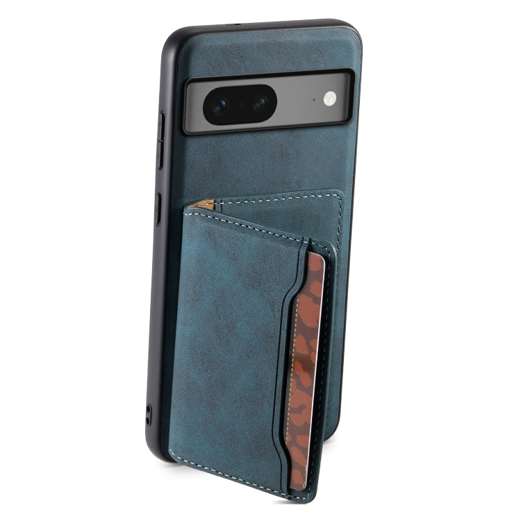 For Google Pixel 7 5G Denior D13 Retro Texture Leather MagSafe Card Bag Phone Case(Blue)