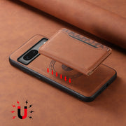 For Google Pixel 7 5G Denior D13 Retro Texture Leather MagSafe Card Bag Phone Case(Brown)