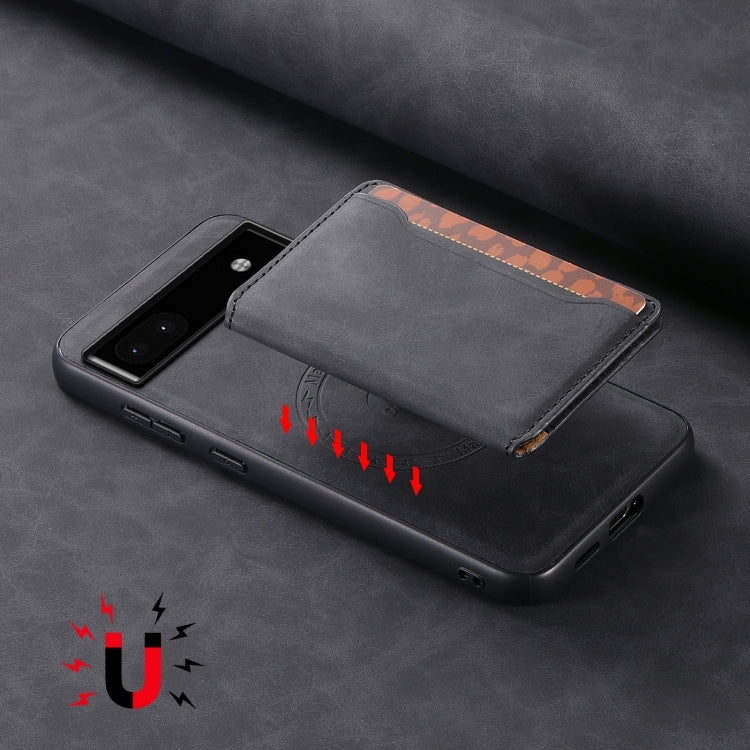 For Google Pixel 6a Denior D13 Retro Texture Leather MagSafe Card Bag Phone Case(Black)