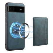 For Google Pixel 6a Denior D13 Retro Texture Leather MagSafe Card Bag Phone Case(Blue)