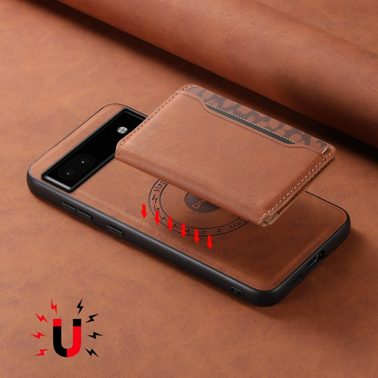 For Google Pixel 6a Denior D13 Retro Texture Leather MagSafe Card Bag Phone Case(Brown)