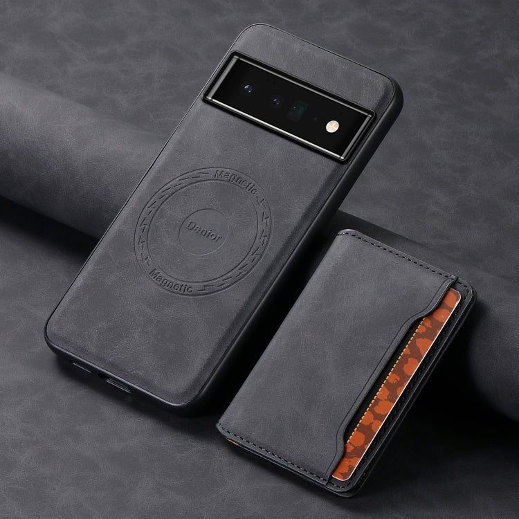 For Google Pixel 6 Pro Denior D13 Retro Texture Leather MagSafe Card Bag Phone Case(Black)