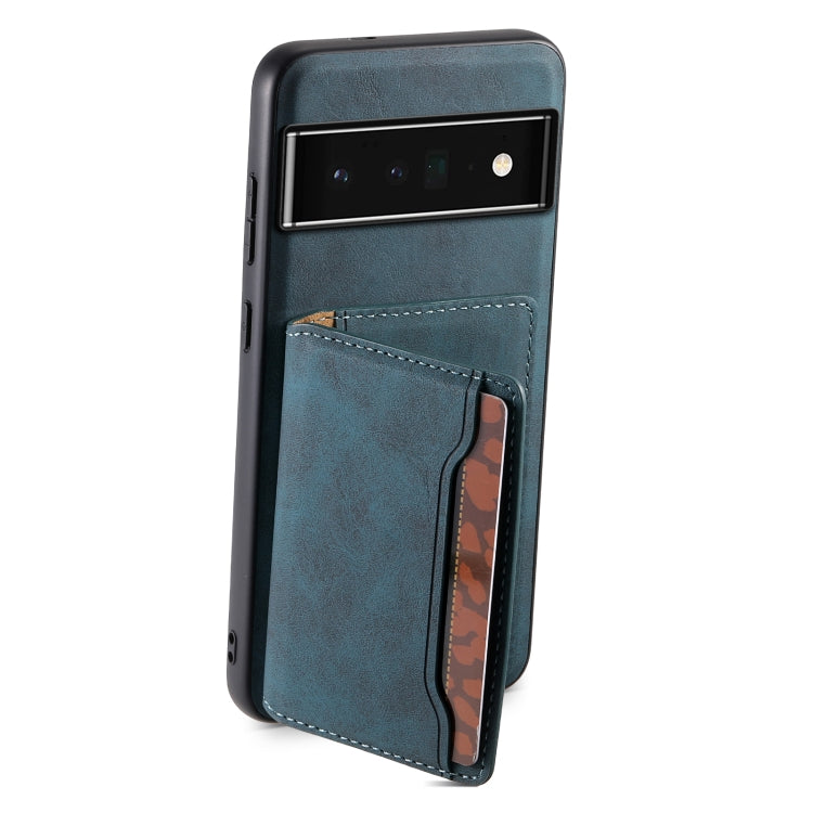 For Google Pixel 6 Pro Denior D13 Retro Texture Leather MagSafe Card Bag Phone Case(Blue)