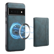 For Google Pixel 6 Pro Denior D13 Retro Texture Leather MagSafe Card Bag Phone Case(Blue)