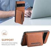 For Google Pixel 6 Pro Denior D13 Retro Texture Leather MagSafe Card Bag Phone Case(Brown)