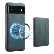 For Google Pixel 6 Denior D13 Retro Texture Leather MagSafe Card Bag Phone Case(Blue)